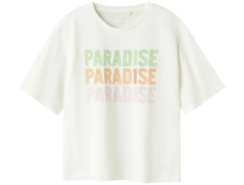 Name It cloud dancer t-shirt med paradise print